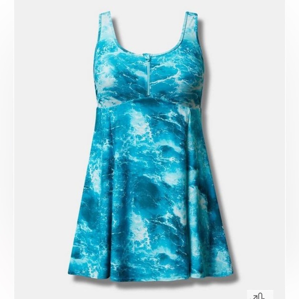 New! Torrid sz 3 Wireless Long Zip-Front Bathing‎ Swim Suit Dress 3X